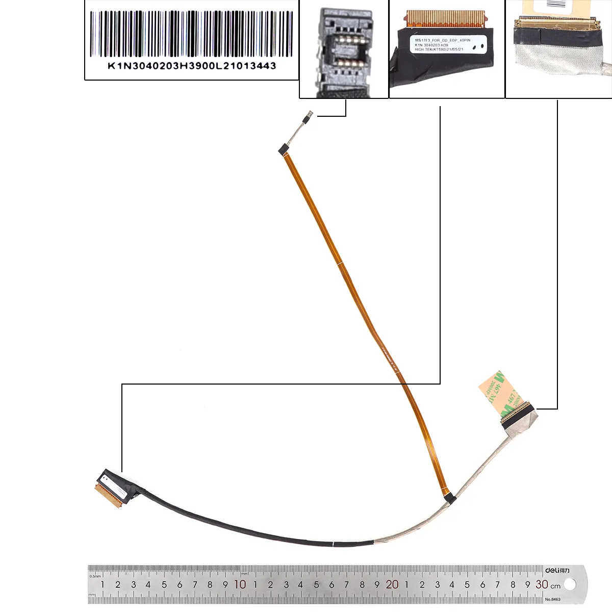 Picture of Laptop LCD/LED Cable for MSI GF75 MS-17F3 MS17f1 MS17F2 MS17F3 MS17F4 MS-17F5 17F6 40pin 0.5